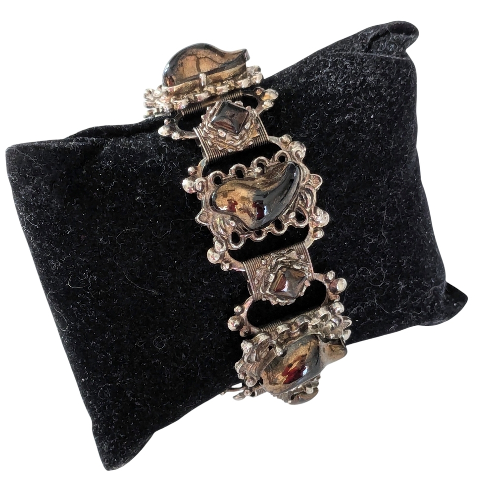 Vintage Acrylic Tiger Eye Panel Bracelet